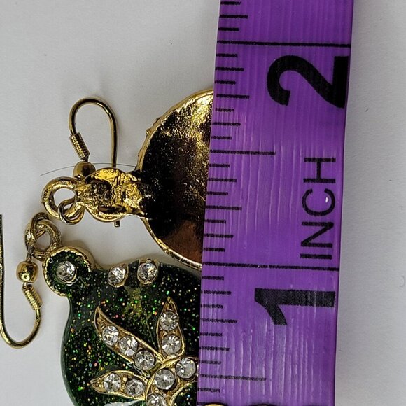 Green and Silver Small Round Earrings - Picture 6 of 7